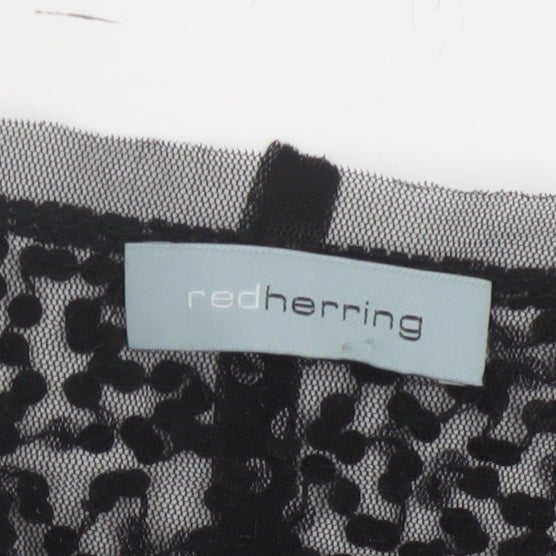 Red Herring Women's Black Sequin Cropped Blouse Size M Party Top