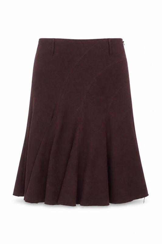 Soon Women Brown Knee Length Flare Skirt Size 12 Polyester Stretch