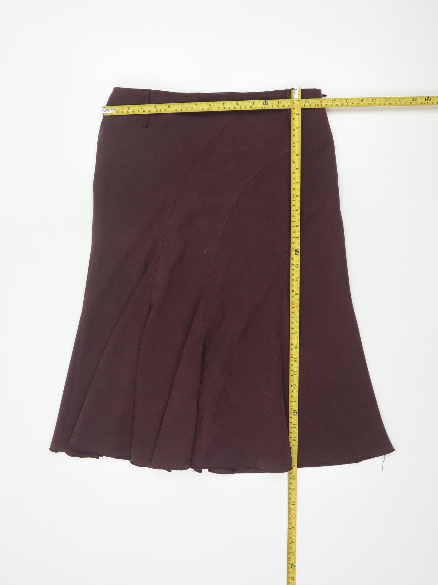 Soon Women Brown Knee Length Flare Skirt Size 12 Polyester Stretch