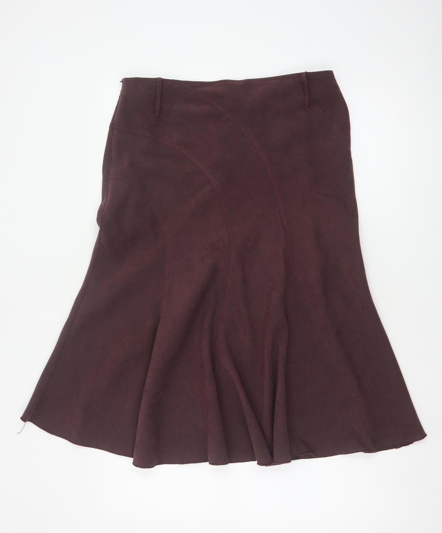 Soon Women Brown Knee Length Flare Skirt Size 12 Polyester Stretch