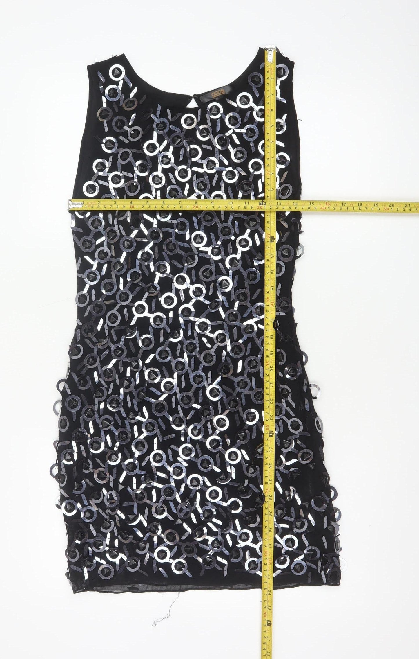 ASOS Women’s Black Sequin Bodycon Short Dress Size 8 Party Wear