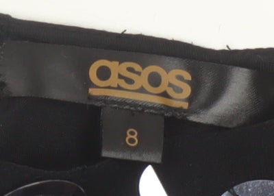 ASOS Women’s Black Sequin Bodycon Short Dress Size 8 Party Wear