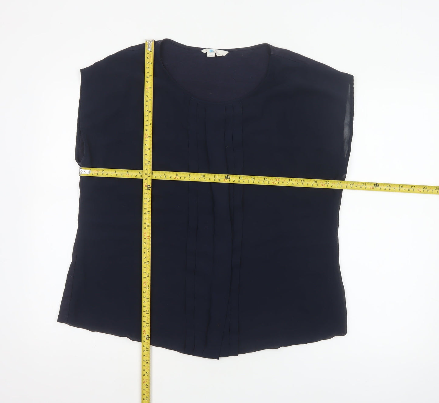 Boden Women's Blue Cotton Modal Pleated Sleeveless Blouse Size 18