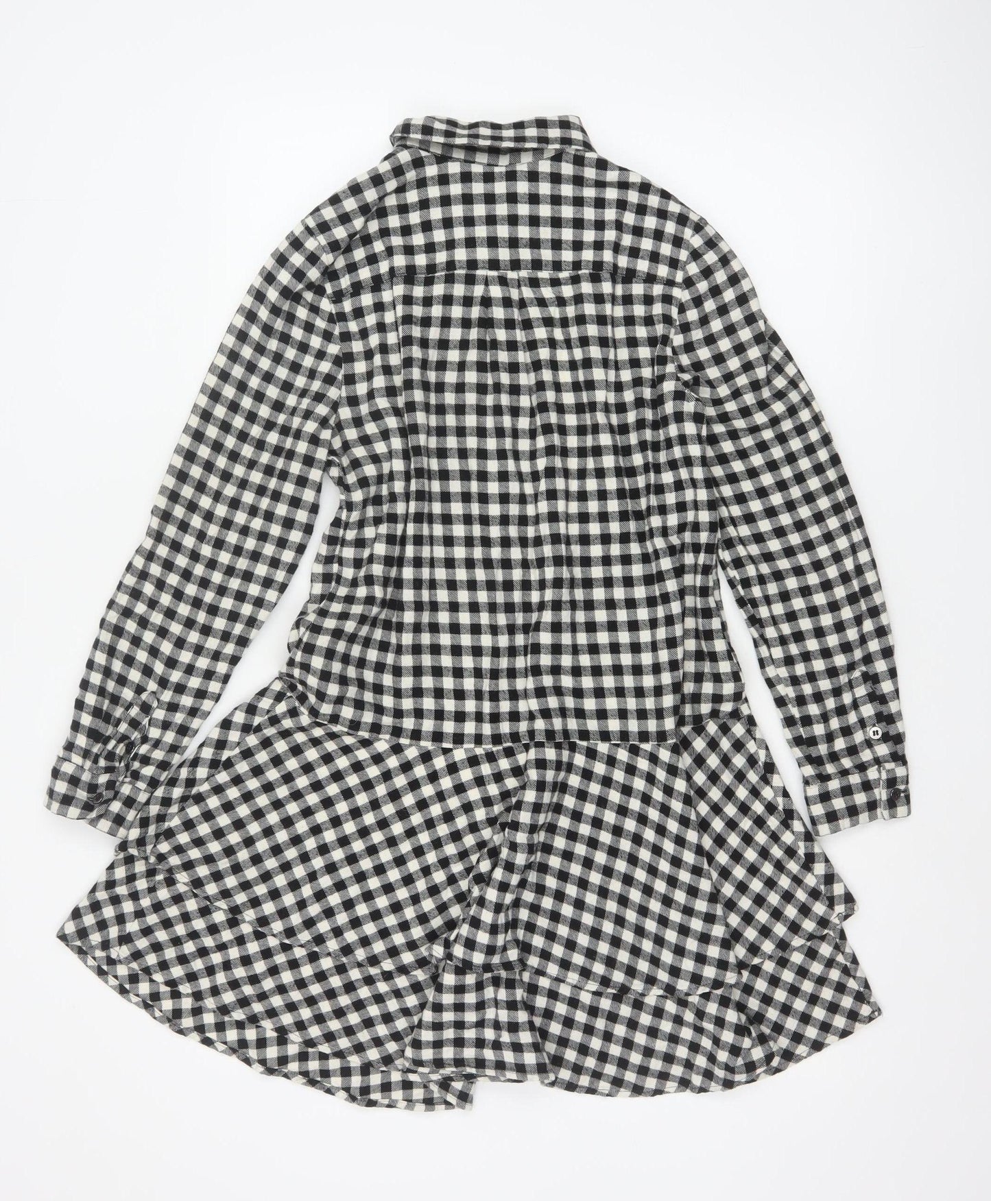 Mint Velvet Women's Black Check Cotton Shirt Dress Size 10