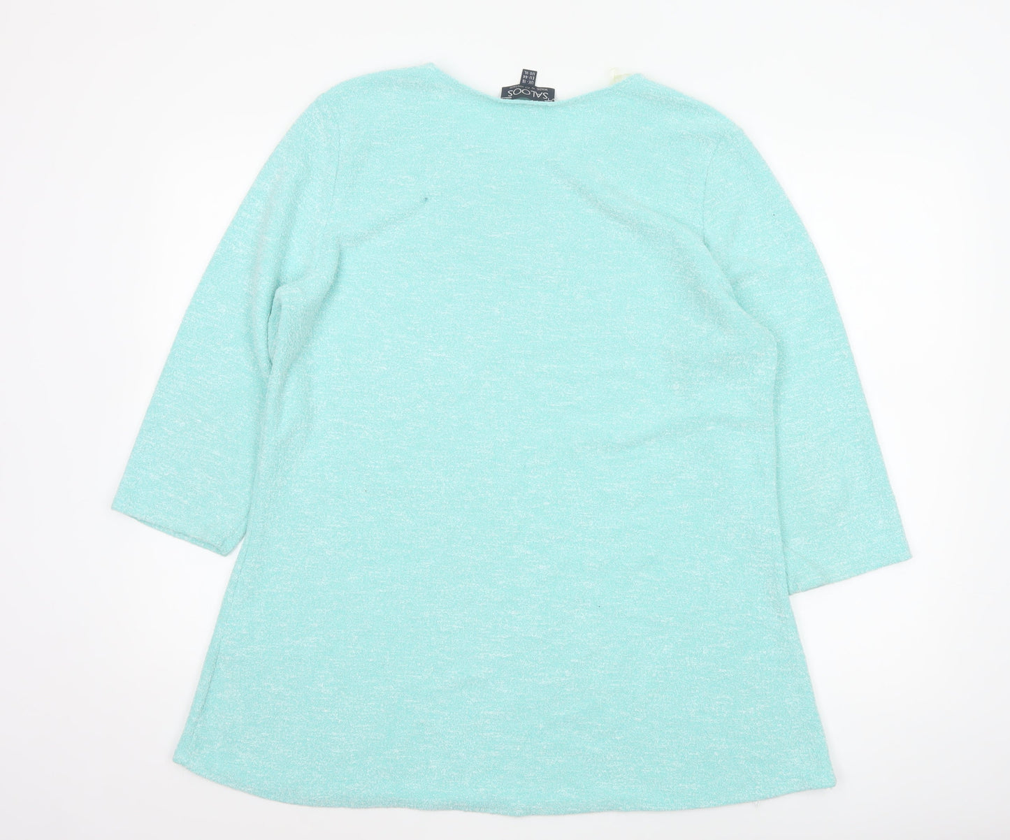Saloos Women's Green Tunic Blouse Size 18 3/4 Sleeve Stretch Top