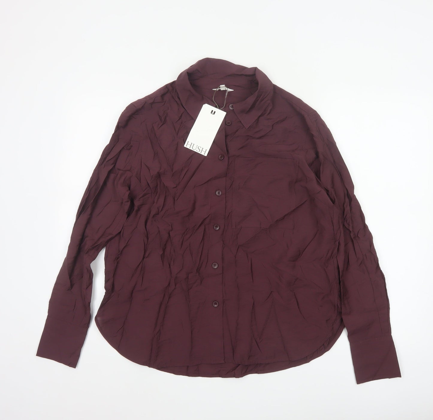 Hush Women's Purple Button-Up Long Sleeve Viscose Shirt Size 10