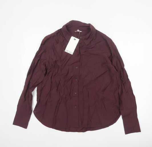 Prewornwholesale purple cropped slim fit active T-shirt with short sleeves and a high neckline.