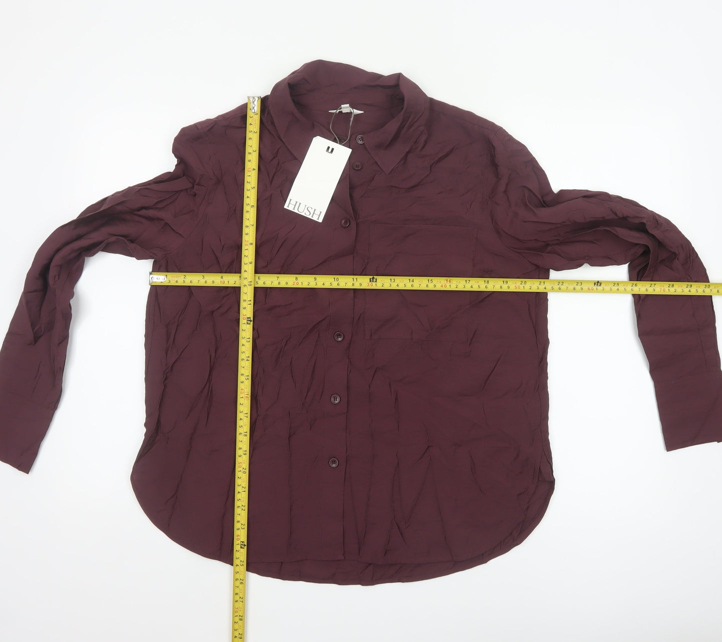 Hush Women's Purple Button-Up Long Sleeve Viscose Shirt Size 10
