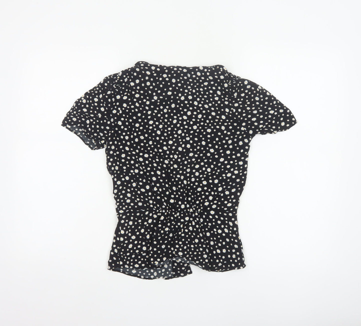 River Island Women’s Black Floral Button Blouse Size 8 Viscose