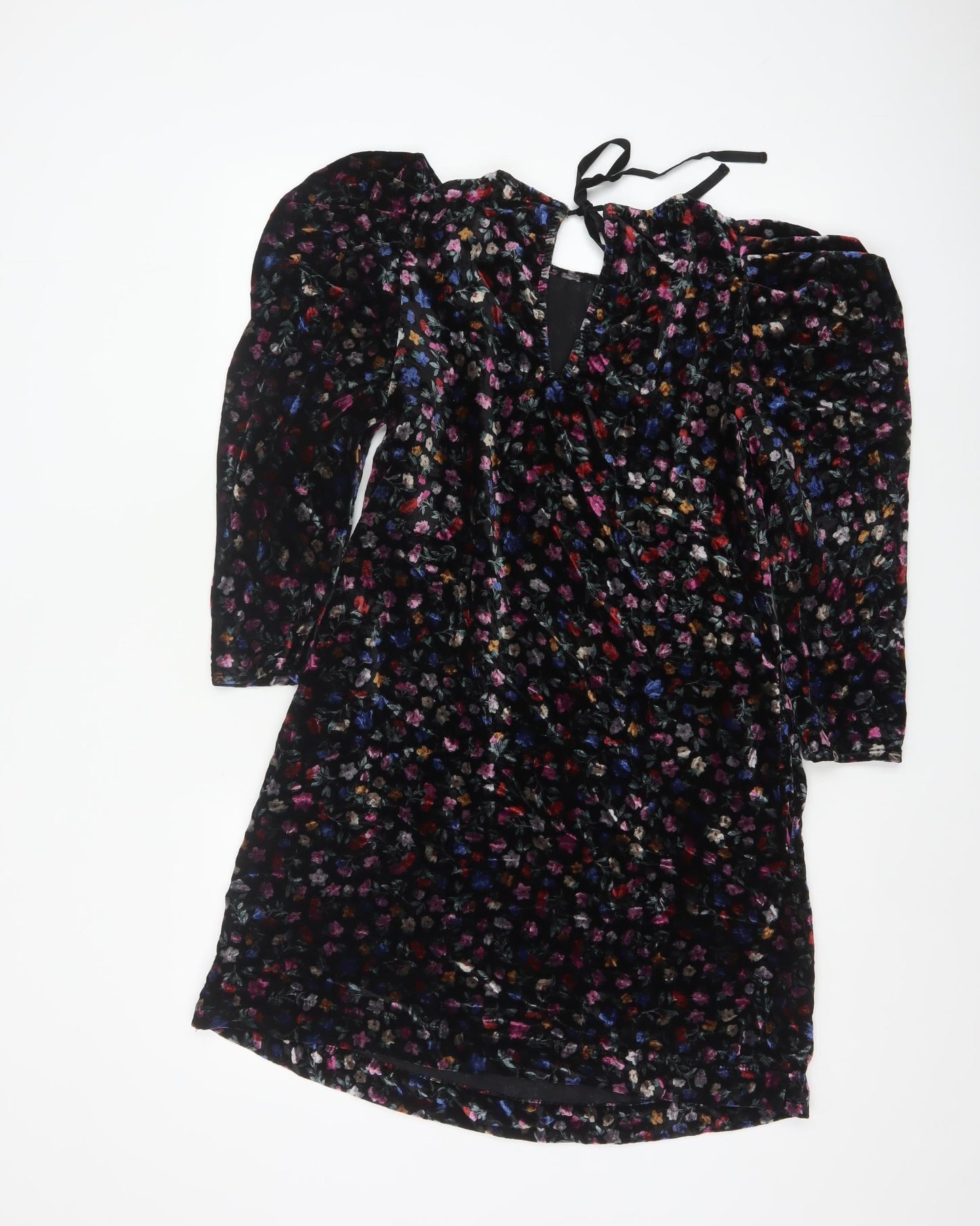 AND/OR Women’s Multicoloured Floral Velvet Shift Dress Size 6