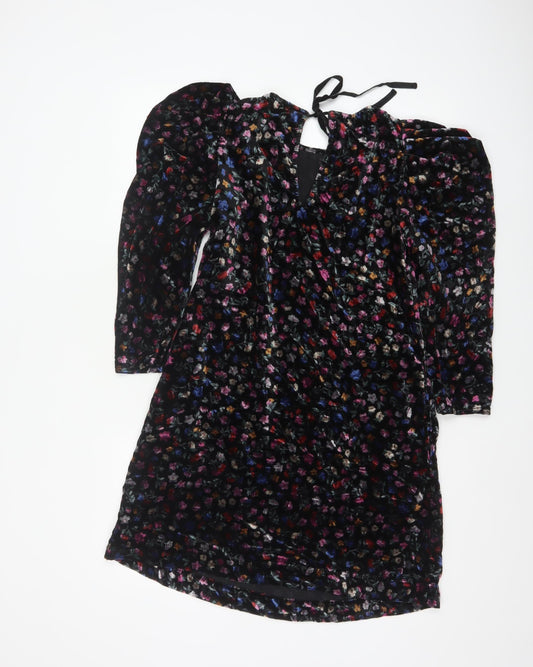 AND/OR Women’s Multicoloured Floral Velvet Shift Dress Size 6