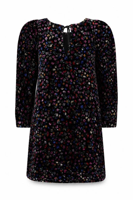 AND/OR Women’s Multicoloured Floral Velvet Shift Dress Size 6