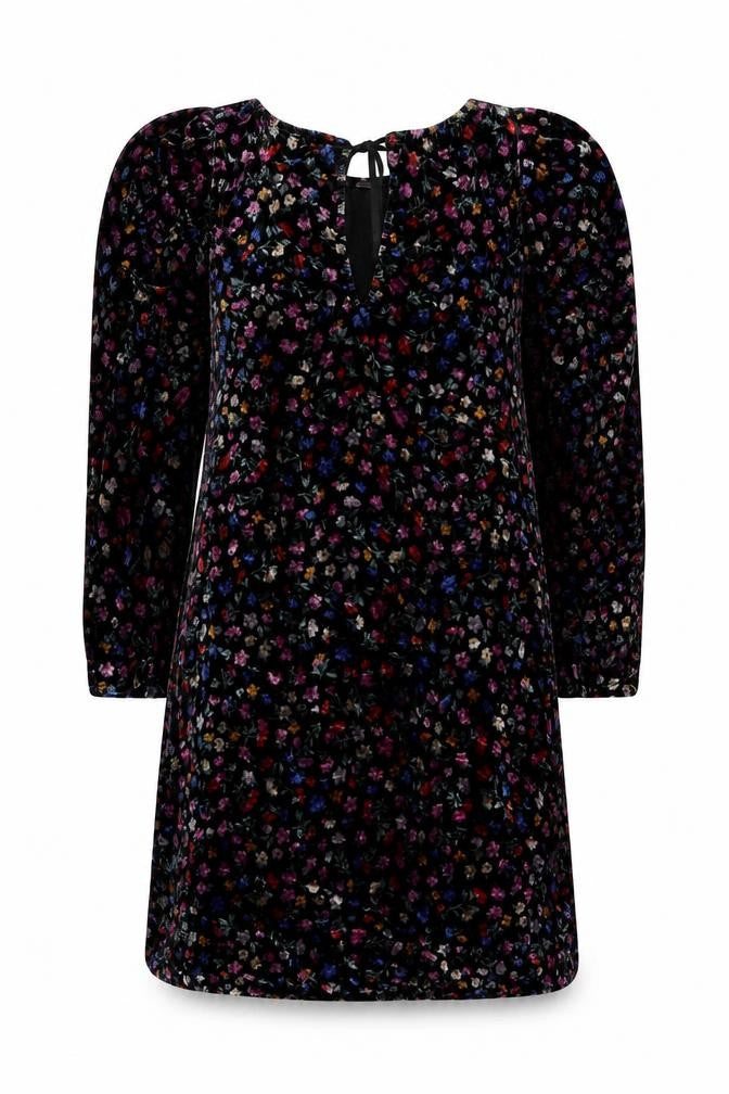 AND/OR Women’s Multicoloured Floral Velvet Shift Dress Size 6