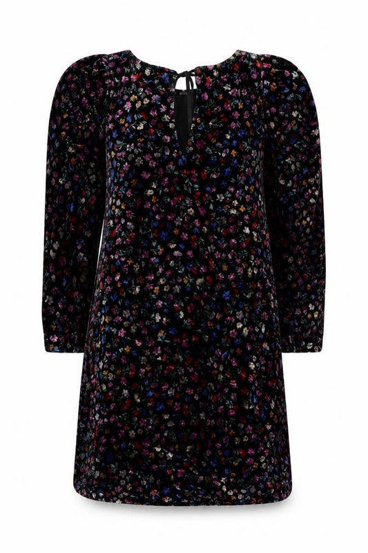 AND/OR Women’s Multicoloured Floral Velvet Shift Dress Size 6