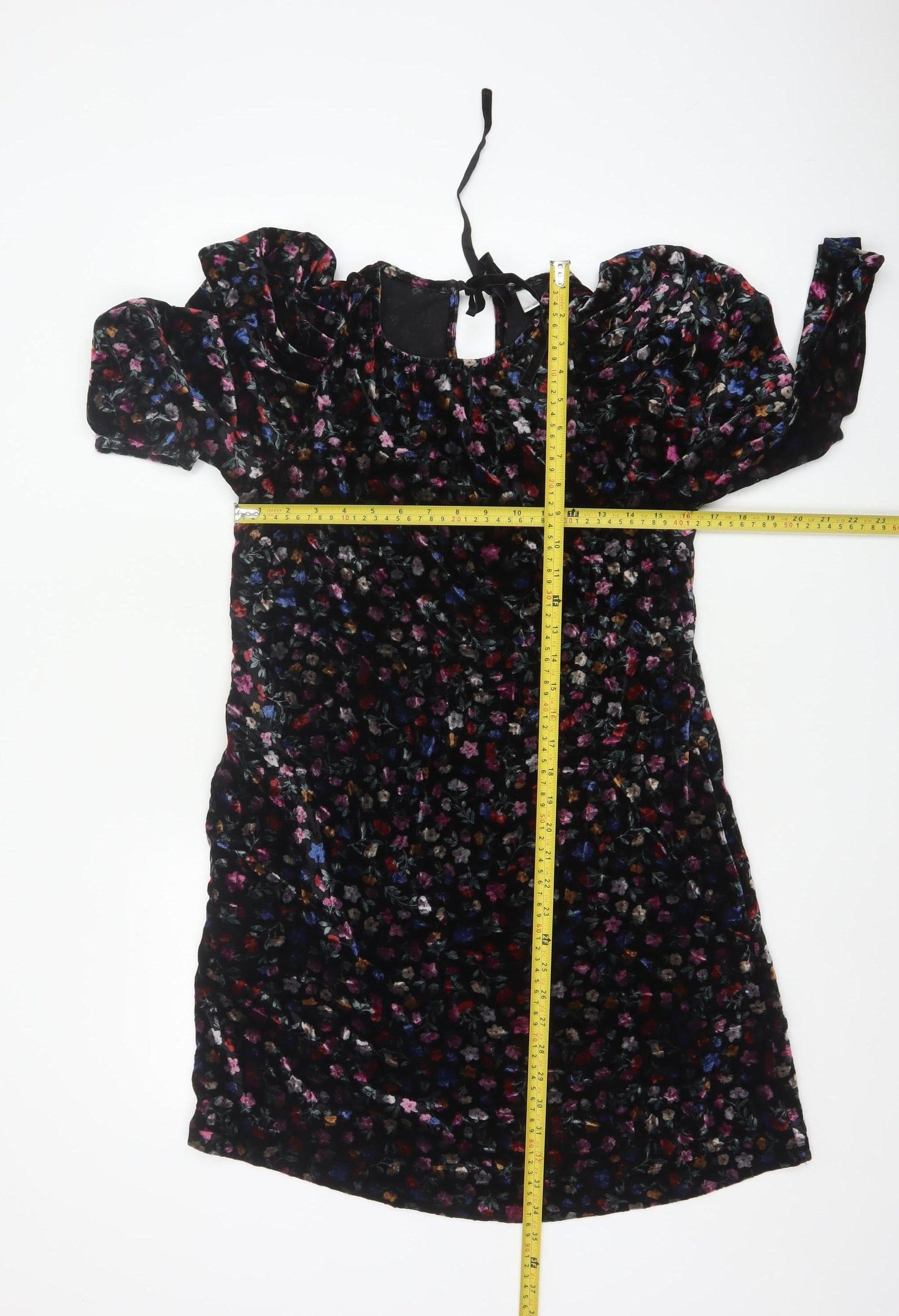 AND/OR Women’s Multicoloured Floral Velvet Shift Dress Size 6