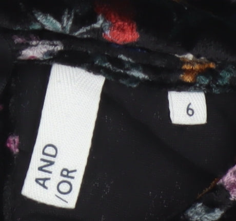 AND/OR Women’s Multicoloured Floral Velvet Shift Dress Size 6