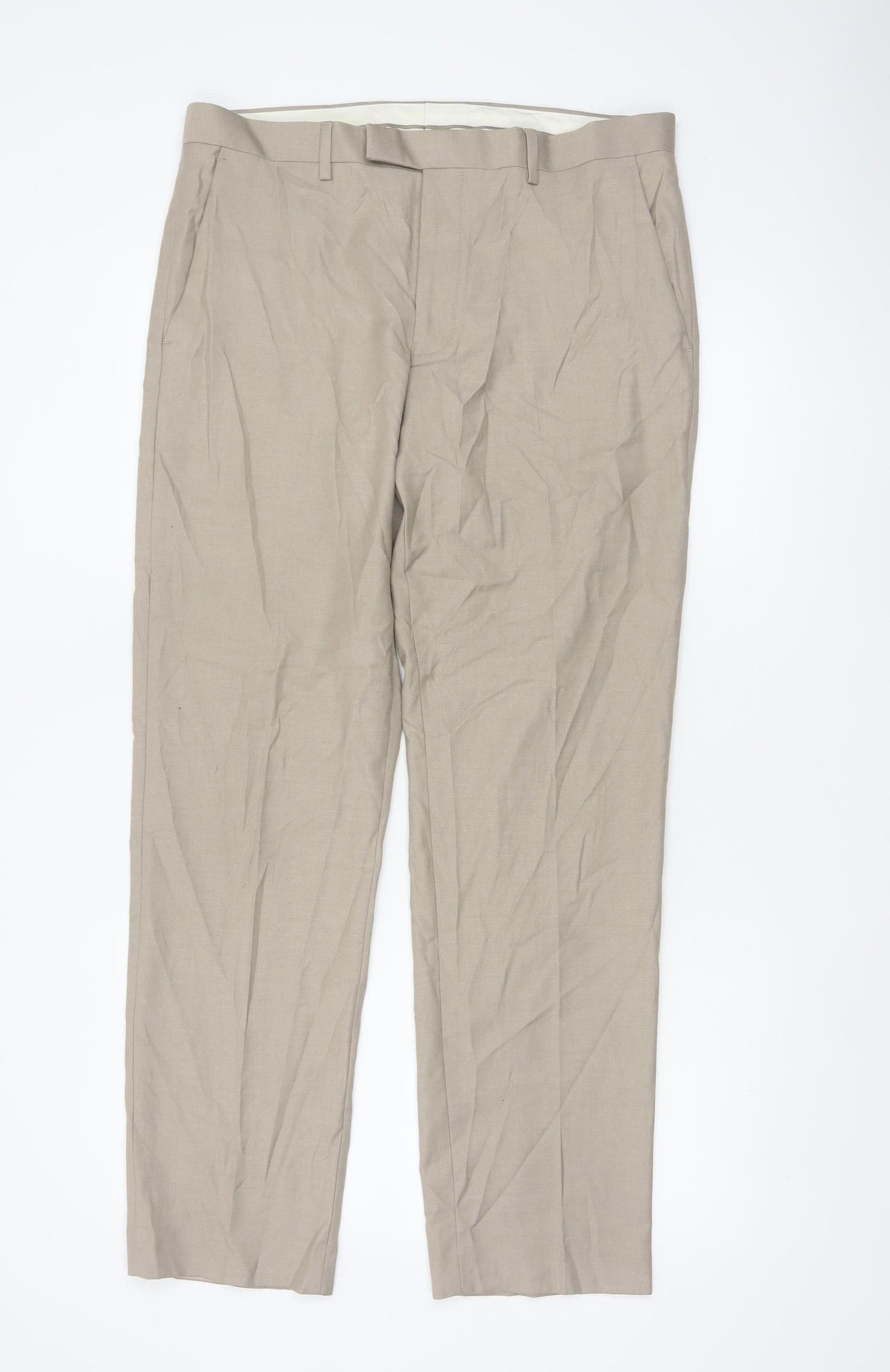 Marks and Spencer Men Beige Regular Fit Chino Trousers 34