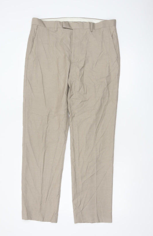 Marks and Spencer Men Beige Regular Fit Chino Trousers 34
