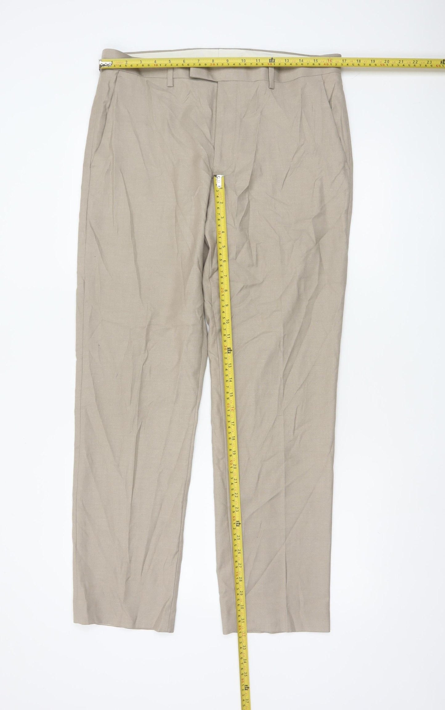 Marks and Spencer Men Beige Regular Fit Chino Trousers 34