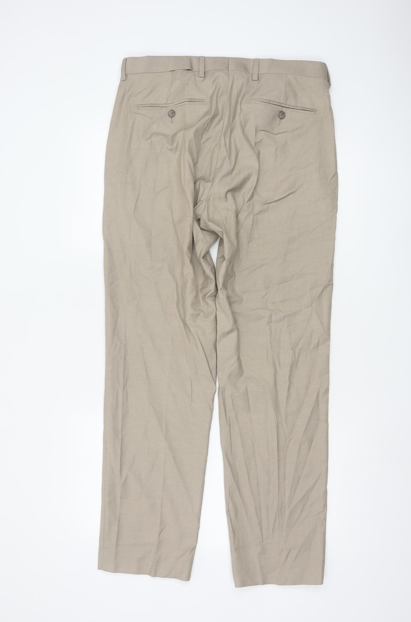 Marks and Spencer Men Beige Regular Fit Chino Trousers 34