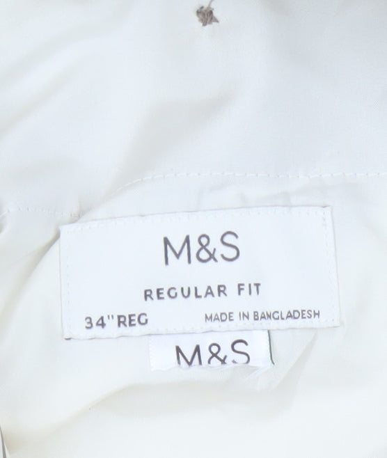 Marks and Spencer Men Beige Regular Fit Chino Trousers 34