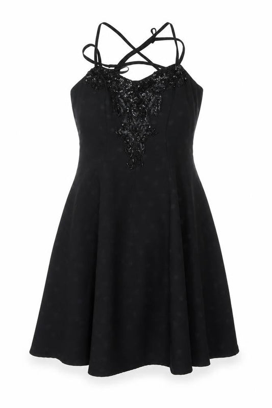 Gina Bacconi Women’s Black Size 14 Beaded Fit & Flare Cocktail Dress