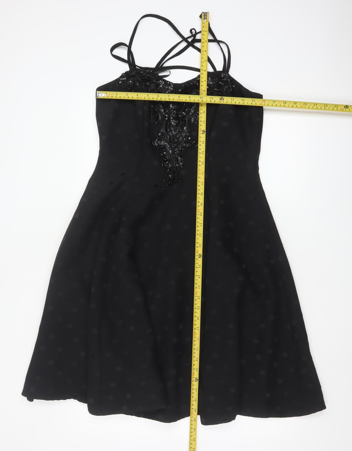 Gina Bacconi Women’s Black Size 14 Beaded Fit & Flare Cocktail Dress