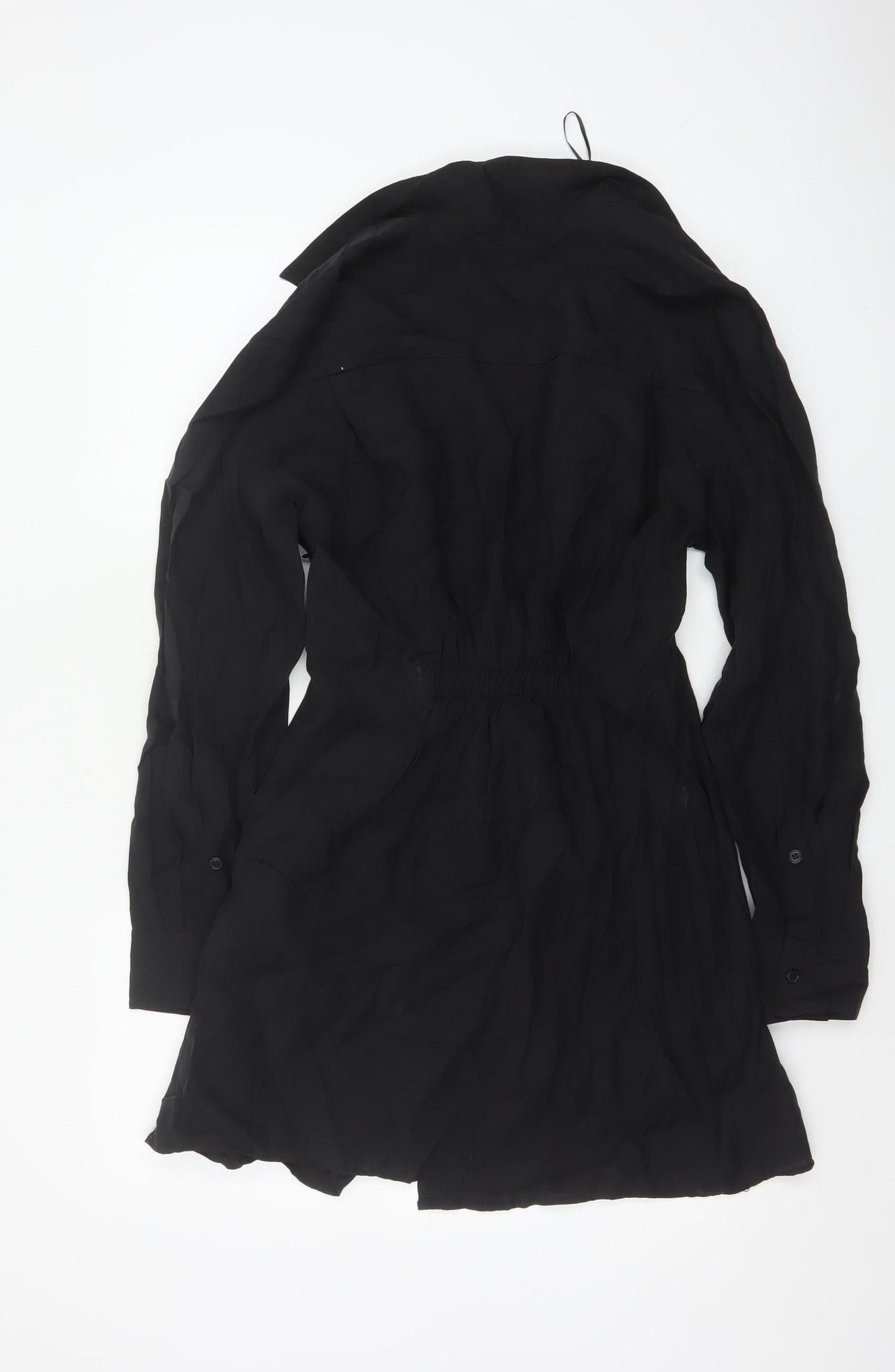 Zara Women's Black Size 14 Wrap Shirt Dress Long Sleeve
