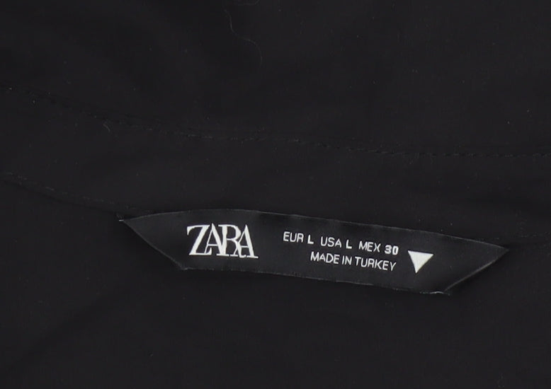 Zara Women's Black Size 14 Wrap Shirt Dress Long Sleeve
