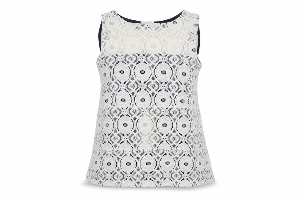 Warehouse Women's White Lace Tank Top UK 10 Sleeveless Camisole