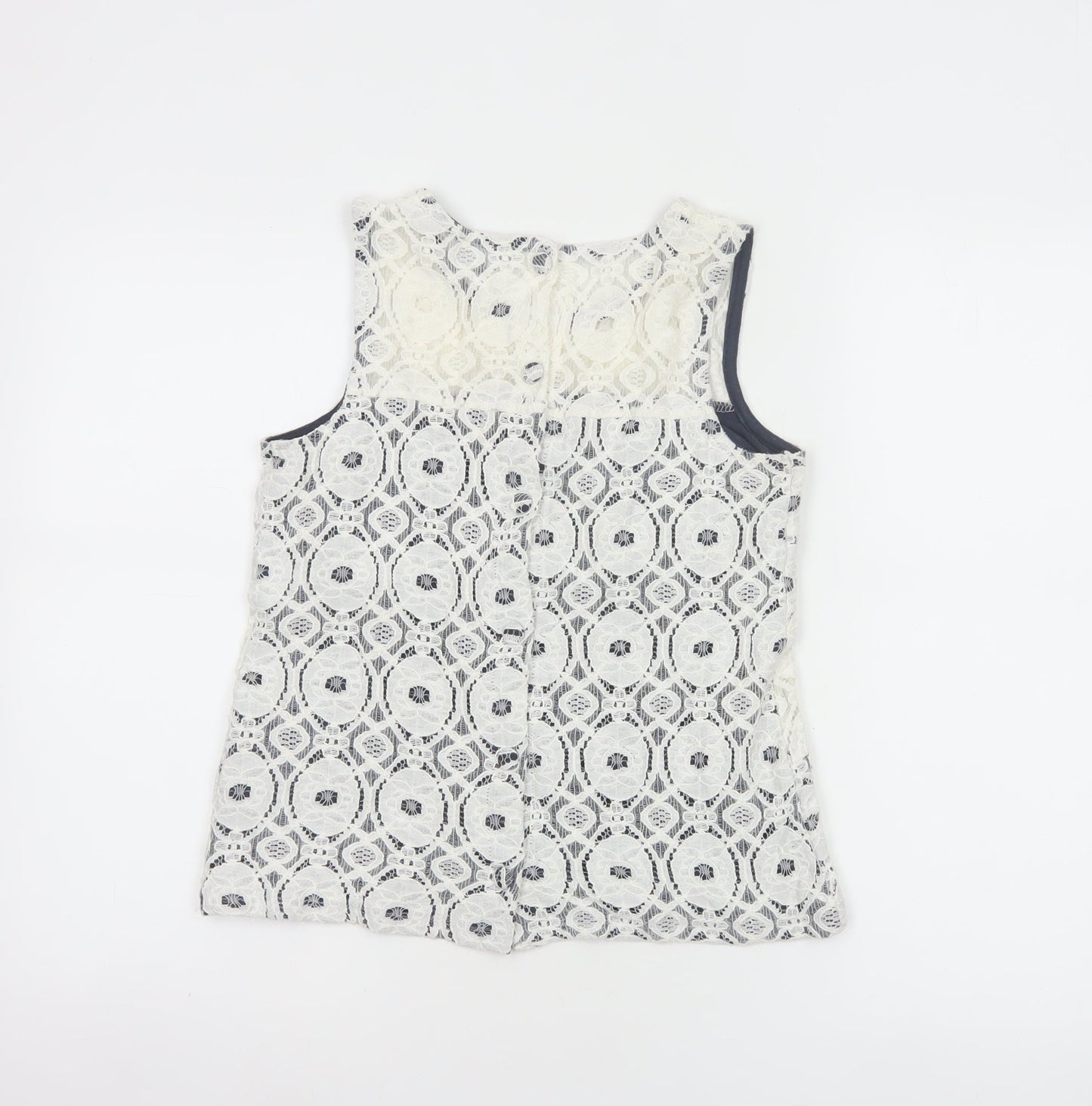 Warehouse Women's White Lace Tank Top UK 10 Sleeveless Camisole