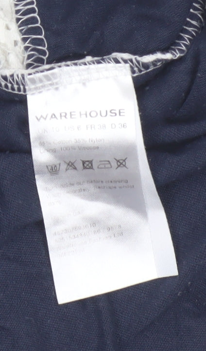 Warehouse Women's White Lace Tank Top UK 10 Sleeveless Camisole