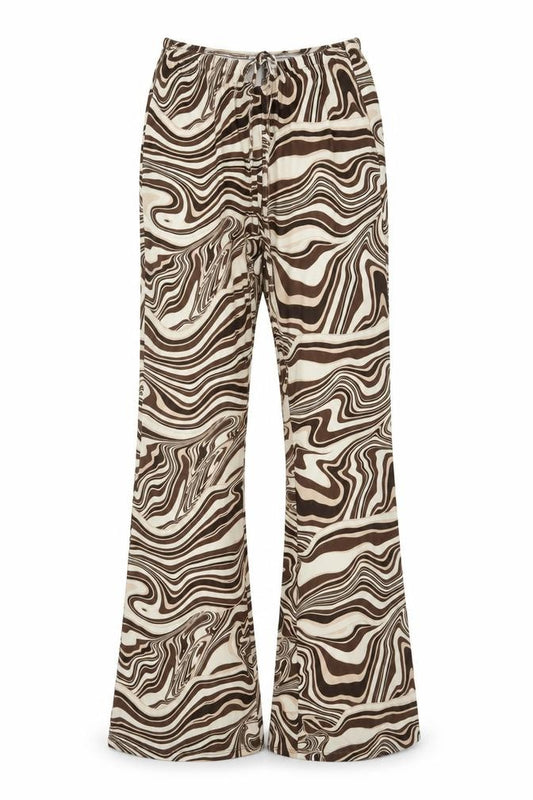 Bershka Womens Brown Geometric Flared Trousers Size M