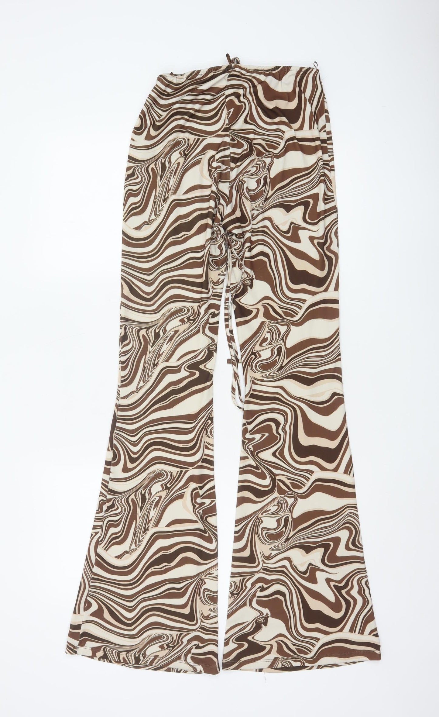 Bershka Womens Brown Geometric Flared Trousers Size M