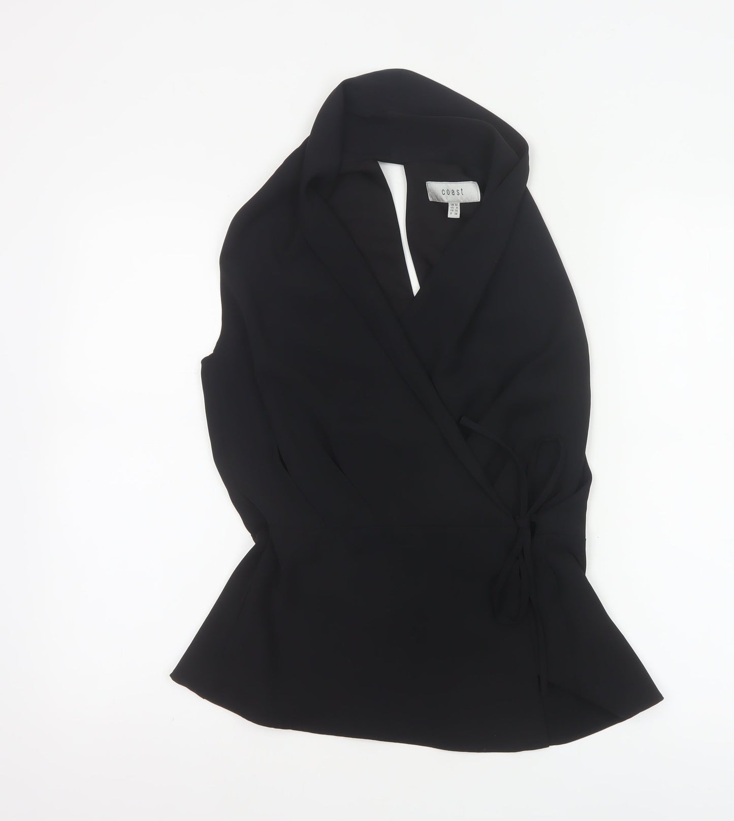 Coast Women's Black Wrap Sleeveless Blouse UK 10