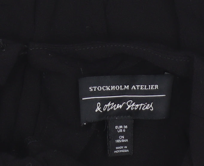 & Other Stories Women Black High Neck Long Sleeve Blouse Size 8