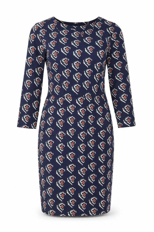White Stuff Women Blue Floral Shift Dress Size 10 3/4 Sleeve Viscose