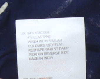 White Stuff Women Blue Floral Shift Dress Size 10 3/4 Sleeve Viscose