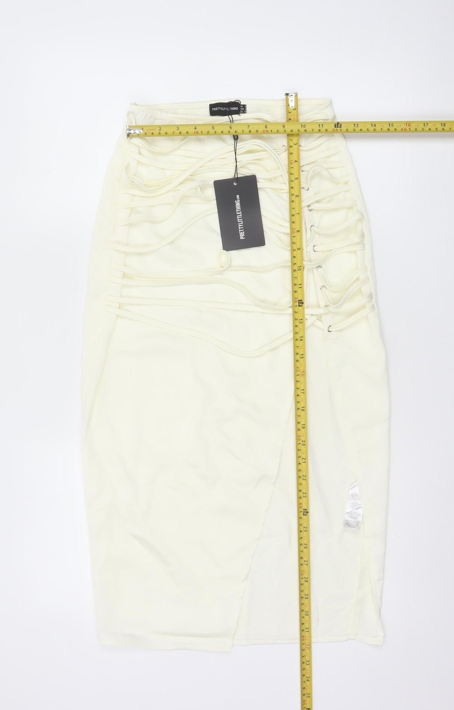 PrettyLittleThing Womens Ivory Midi Pencil Skirt Size 8