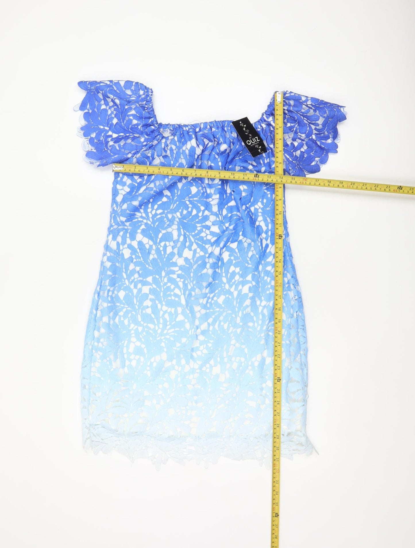 Quiz Women Blue Lace Off Shoulder Shift Dress Size 16