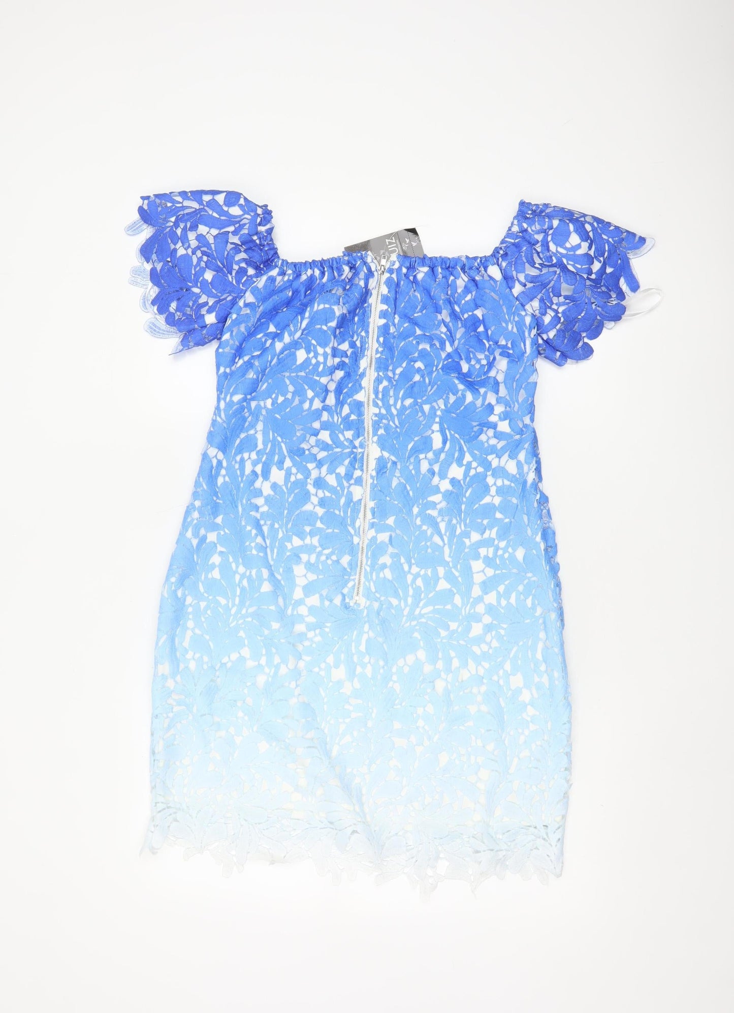 Quiz Women Blue Lace Off Shoulder Shift Dress Size 16