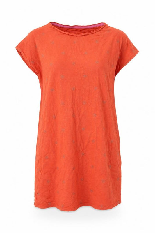 Boden Women's Orange Cotton Shift Dress Size 14 Short Sleeve Casual