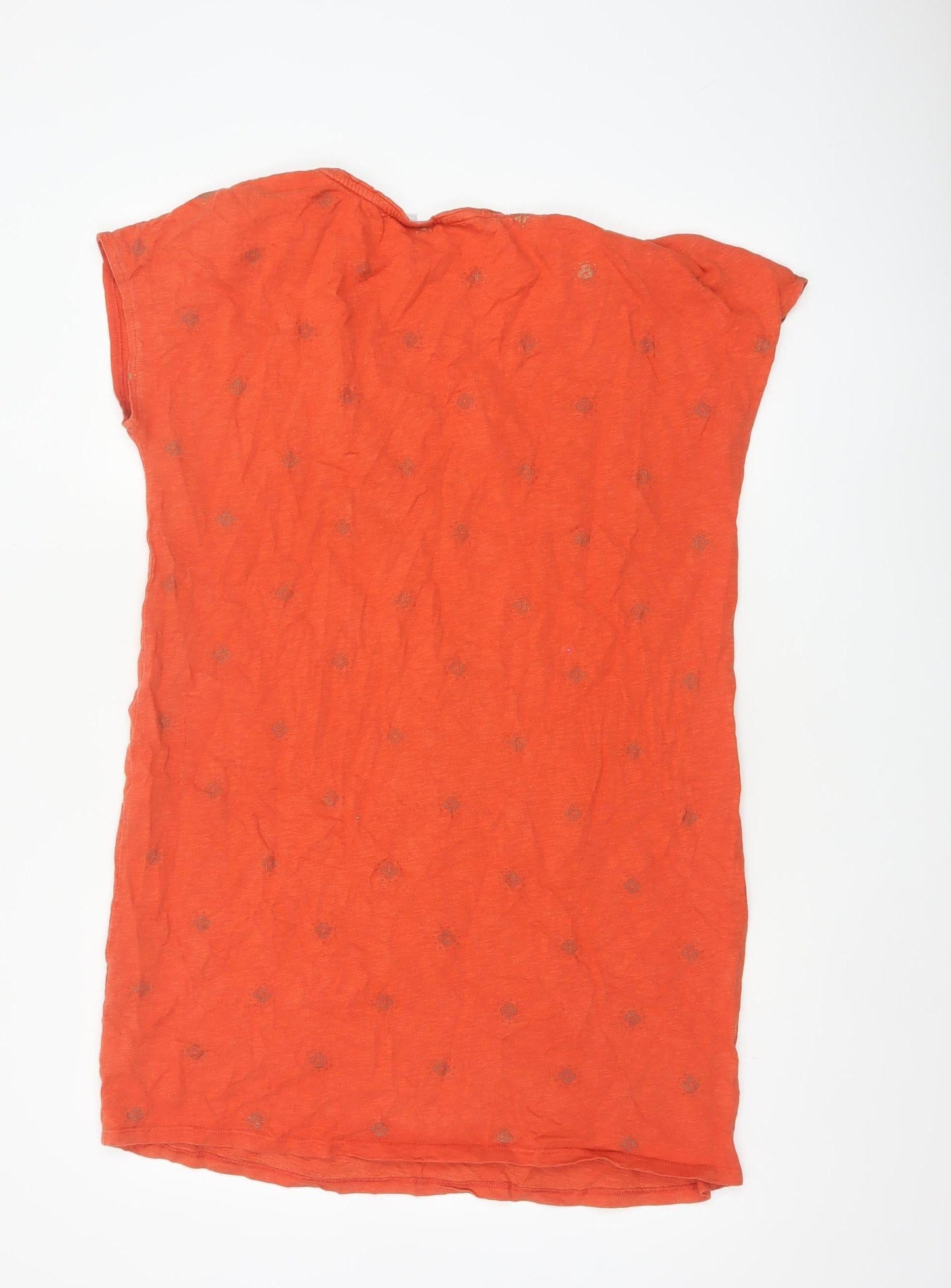 Boden Women's Orange Cotton Shift Dress Size 14 Short Sleeve Casual
