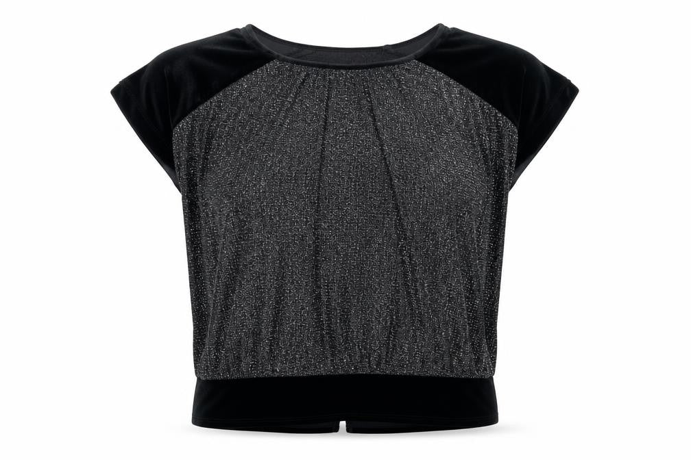 Oasis Women’s Black Velvet Trim Blouse Size M Short Sleeve