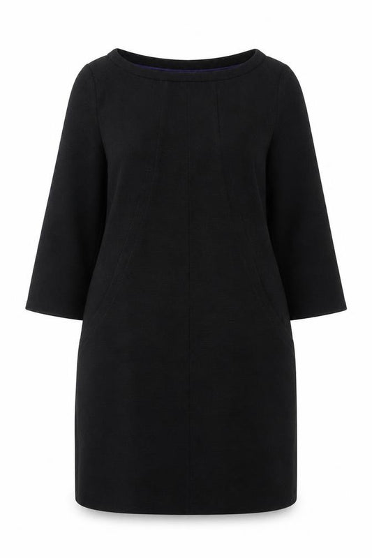 Boden Women Black Shift Dress Size 10 Petite 3/4 Sleeve Knit Workwear