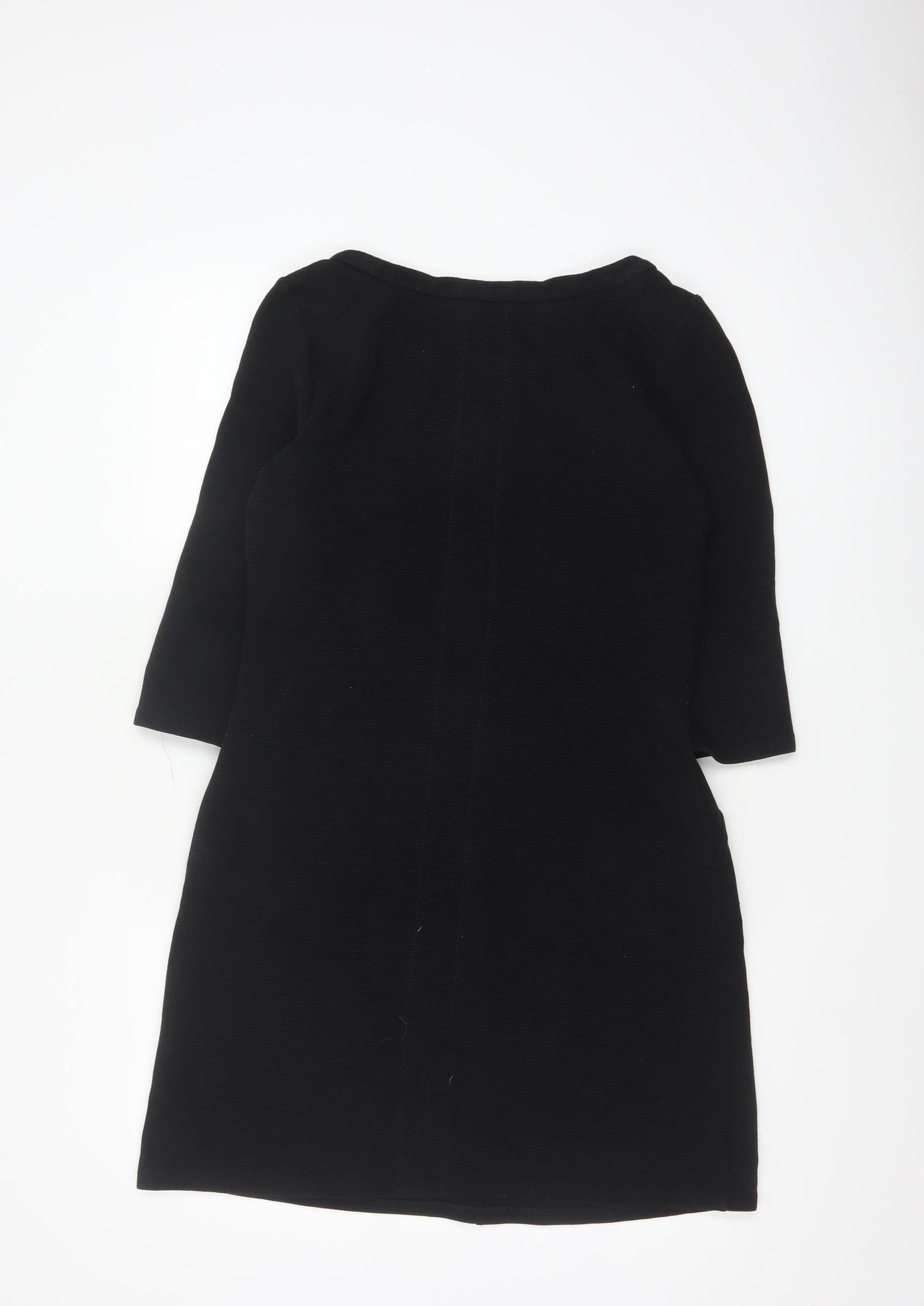 Boden Women Black Shift Dress Size 10 Petite 3/4 Sleeve Knit Workwear