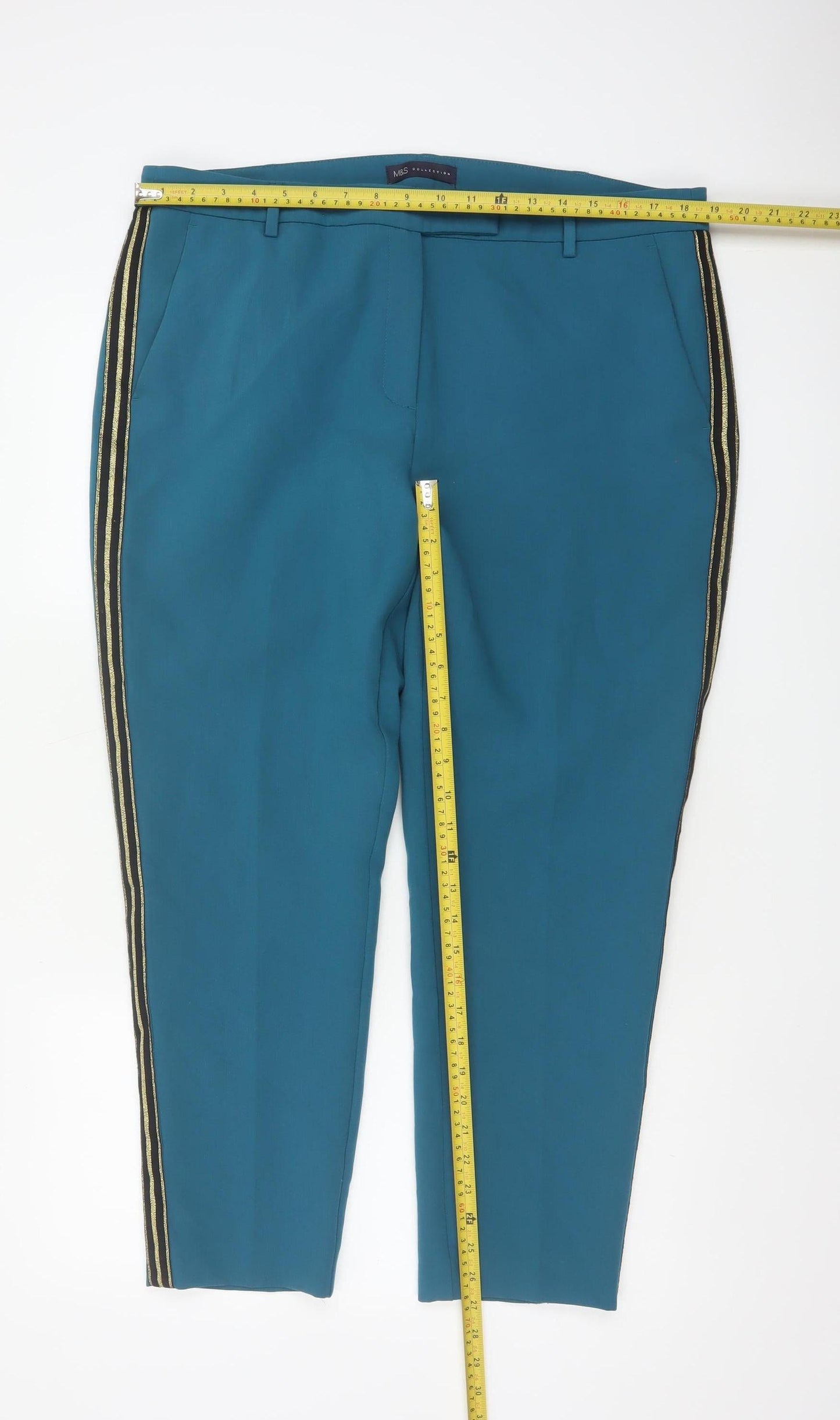 Marks and Spencer Women’s Teal Trousers Size 18 Regular Polyester Blend