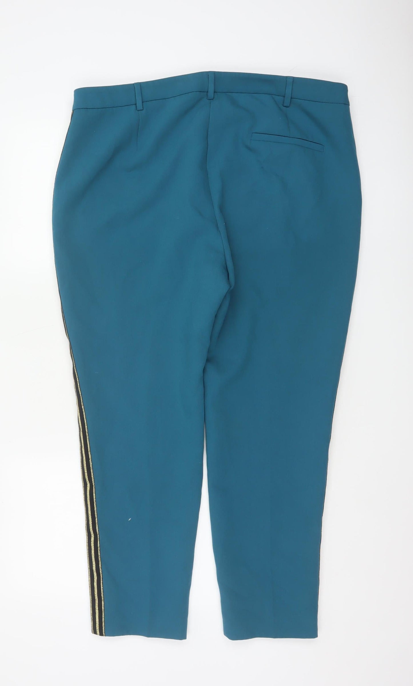 Marks and Spencer Women’s Teal Trousers Size 18 Regular Polyester Blend
