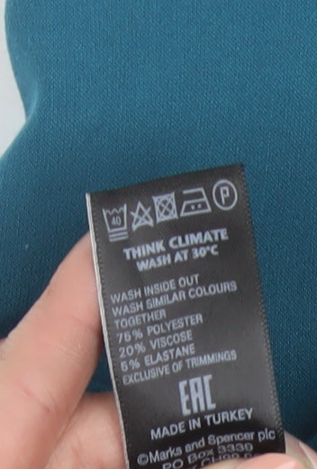 Marks and Spencer Women’s Teal Trousers Size 18 Regular Polyester Blend