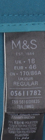 Marks and Spencer Women’s Teal Trousers Size 18 Regular Polyester Blend